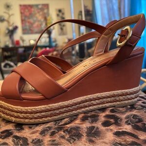 Wedge Espadrille Sandals in Terracotta